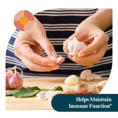 Pattern Wellness etiqueta con información de alicina 150mcg y certificaciones GMP