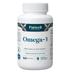Pattern Wellness frasco del producto enfoque frontal y claridad informativa