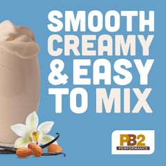Batido preparado con PB2 Almond en vaso, ejemplo de uso para recuperación y energía