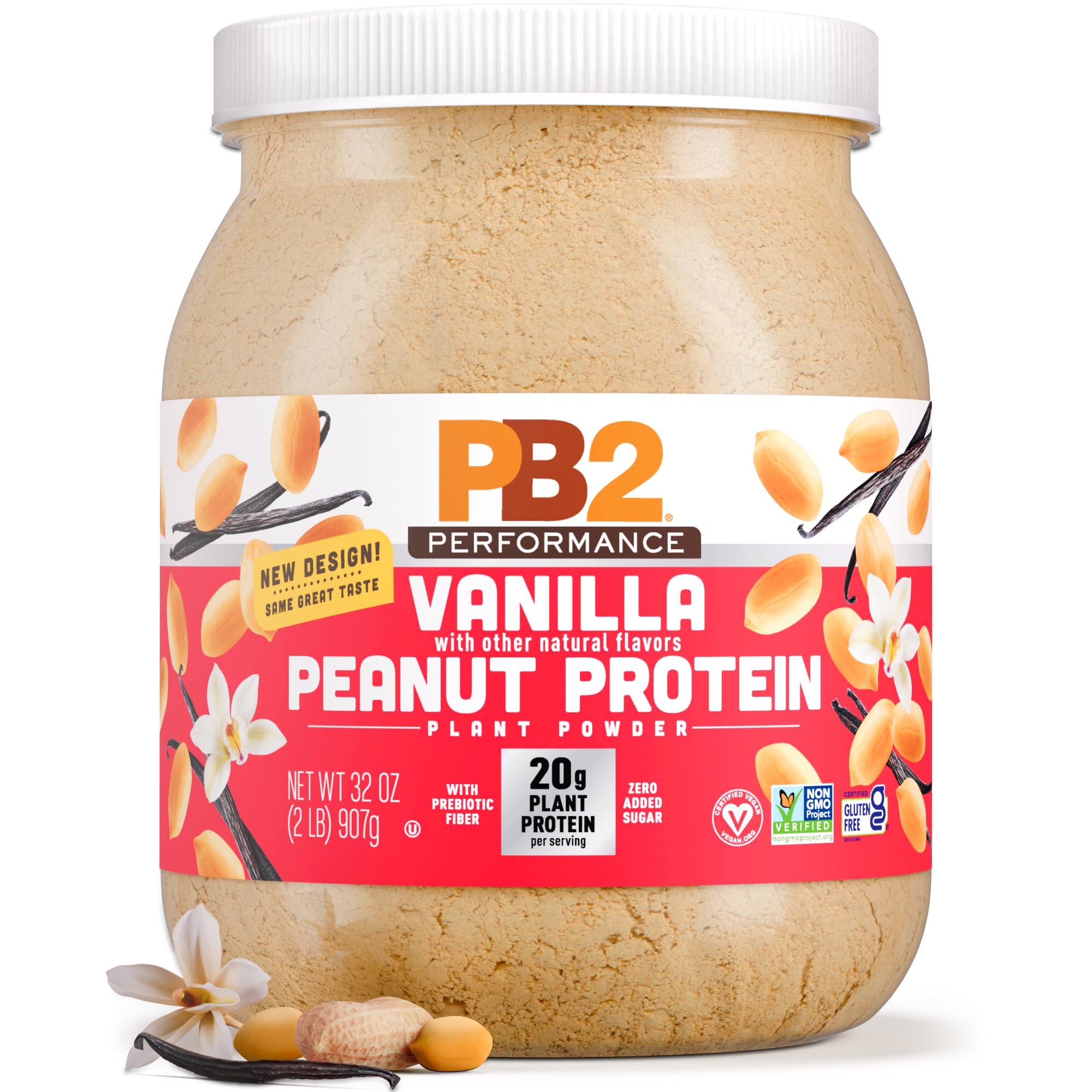 PB2 envase frontal vainilla mostrando tamaño y marca, ideal para entrenamientos