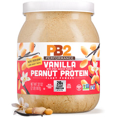 PB2 envase frontal vainilla mostrando tamaño y marca, ideal para entrenamientos