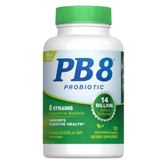 PB8 vista frontal del envase mostrando cápsulas y beneficio digestivo