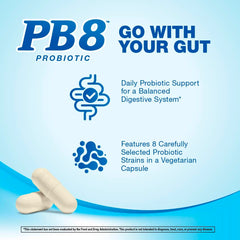 PB8 etiqueta con ingredientes que resalta las 8 cepas beneficiosas