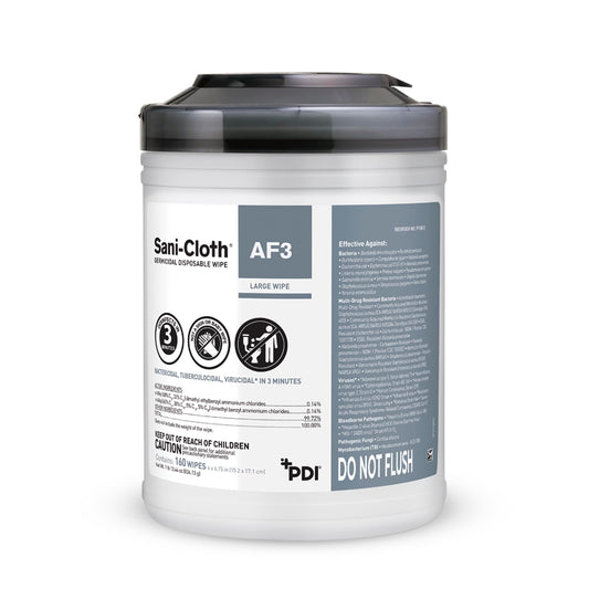 PDI Sani-Cloth AF3 bote frontal mostrando el envase y cantidad 160