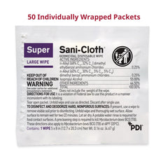 PDI Super Sani-Cloth textura de la toallita muestra humedad y cobertura