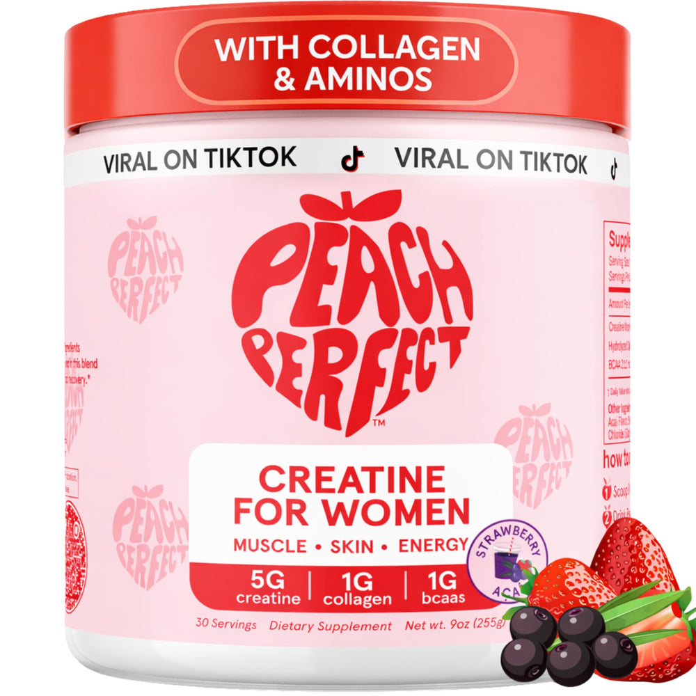 Peach Perfect envase frontal mostrando el diseño y beneficio de fuerza