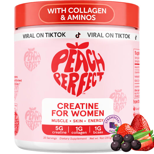 Peach Perfect envase frontal mostrando el diseño y beneficio de fuerza