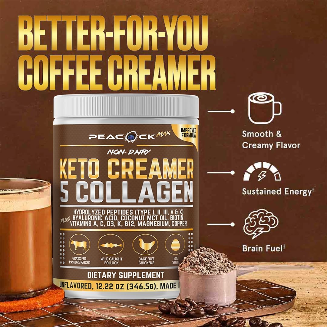 Peacock Max crema diluyéndose en café para mayor cremosidad y energía