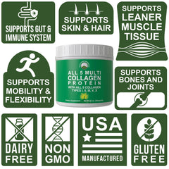 Close-up of hydrolyzed bovine collagen peptides in Peak Performance All 5