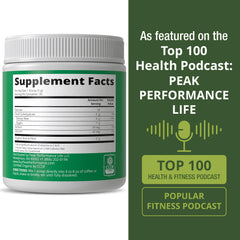 Peak Performance etiqueta con ingredientes y certificación orgánica verificada