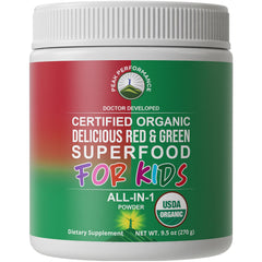 Peak Performance empaque frontal que muestra superfood infantil y beneficios