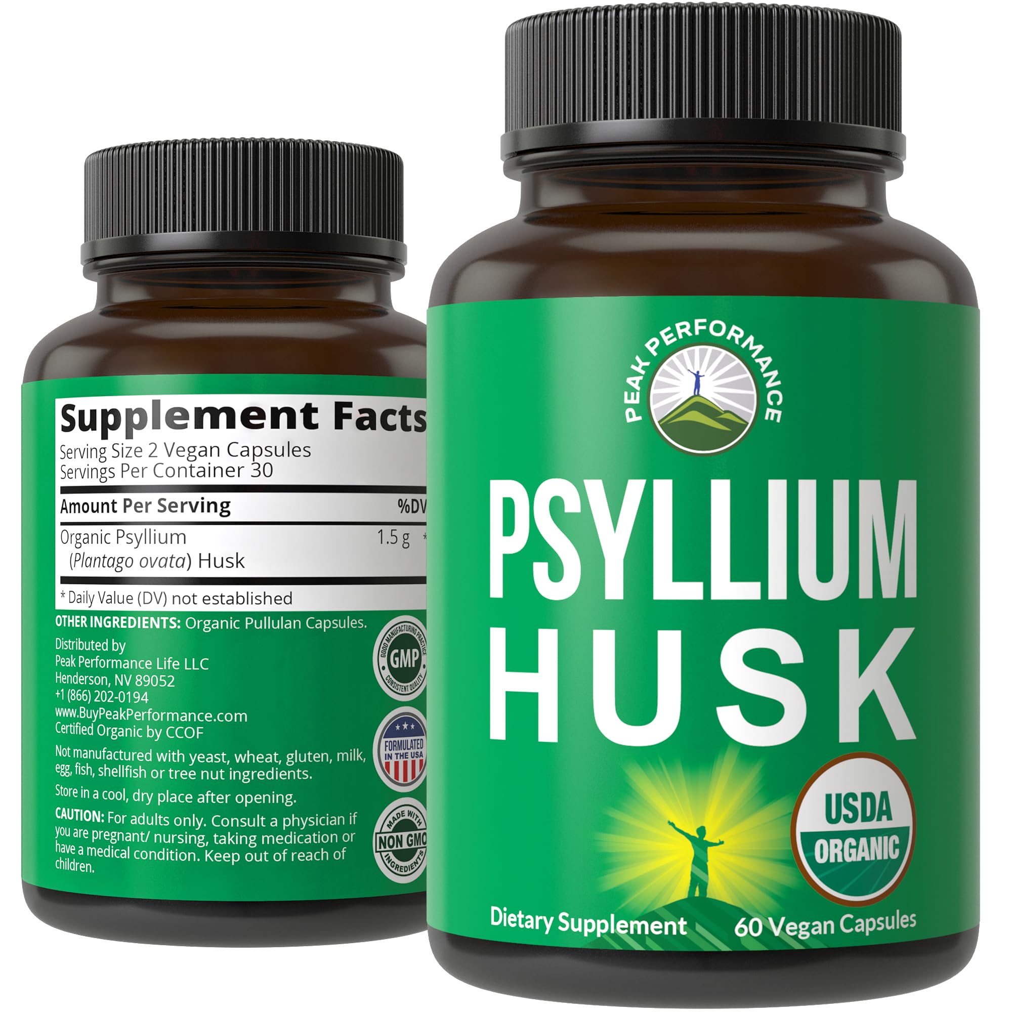 Peak Performance frente del envase mostrando sello USDA Organic y beneficios