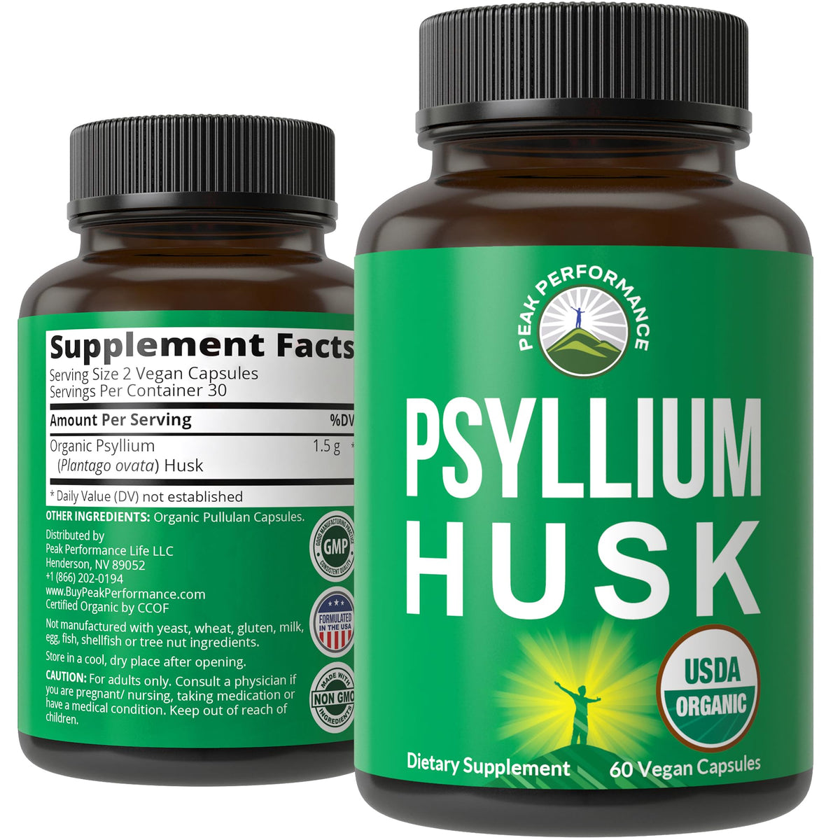 Peak Performance frente del envase mostrando sello USDA Organic y beneficios