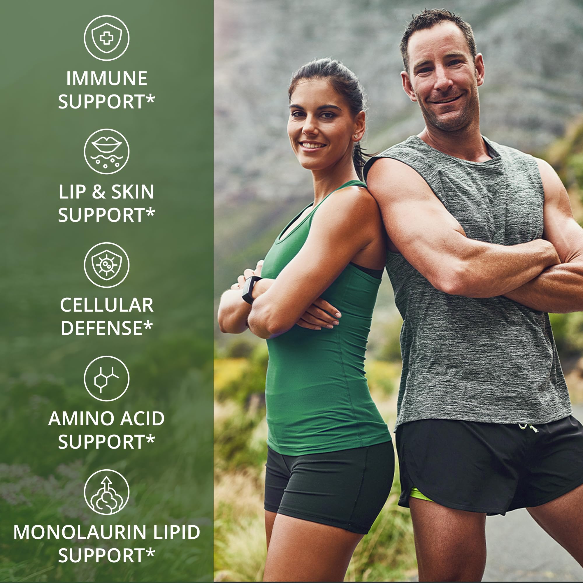 Peak Performance ingrediente de coco que ilustra monolaurina, origen natural