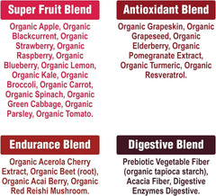 Escena lifestyle con Peak Performance Organic Reds en cocina para rutina saludable diaria