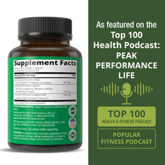 Etiqueta de ingredientes Peak Performance Synbiotic, lee prebiótico, probiótico y postbiótico