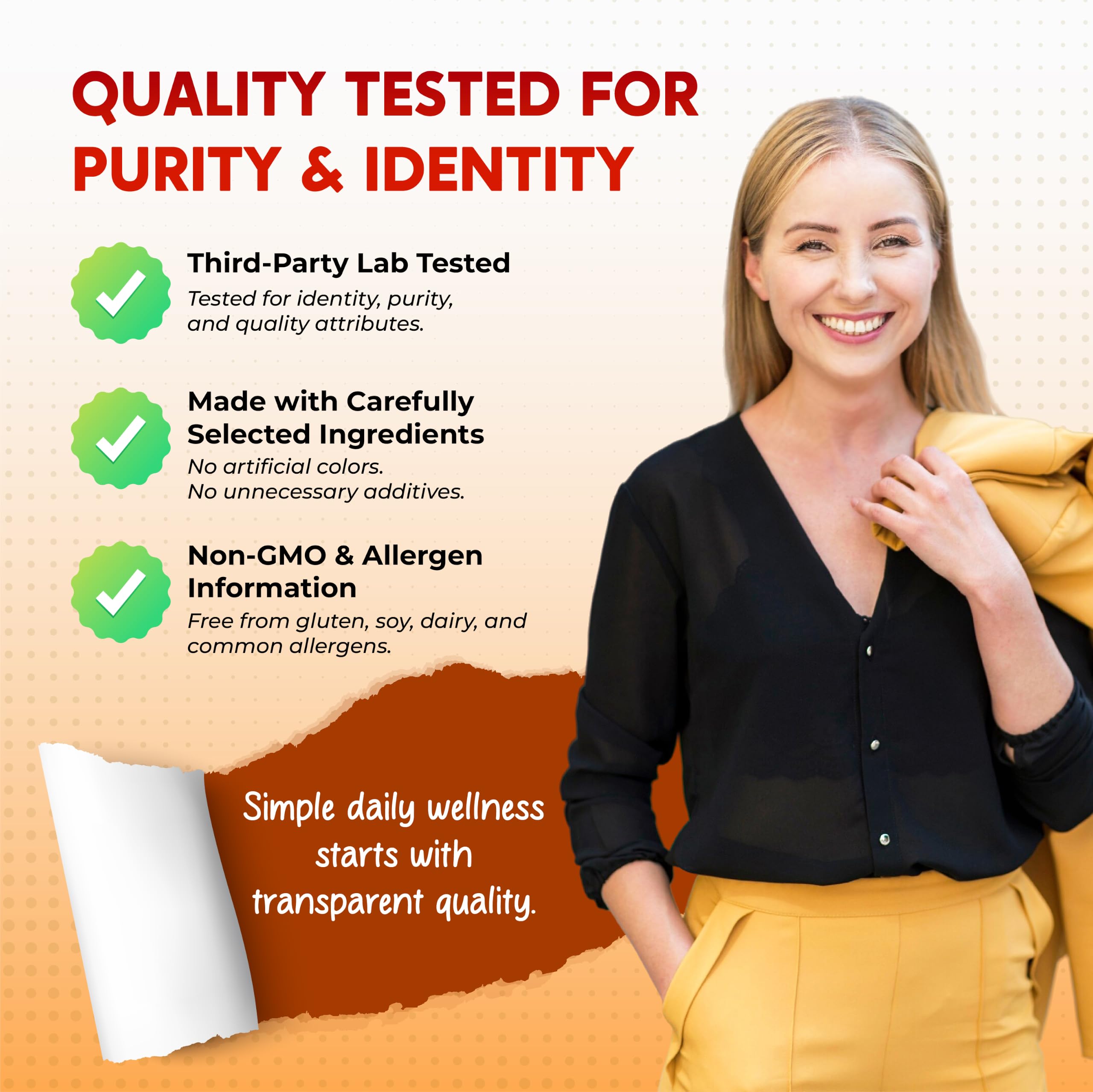 PeakPury etiqueta en primer plano indicando Non-GMO y fórmula sin gluten