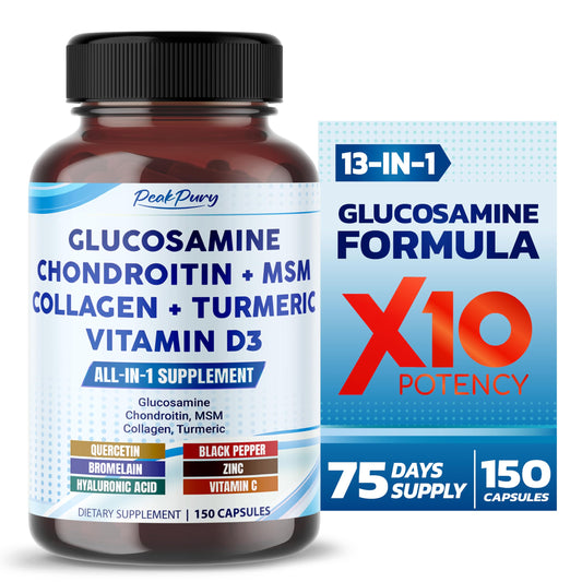 PEAKPURY glucosamina condroitina MSM colágeno cúrcuma botella: apoyo a la movilidad diaria