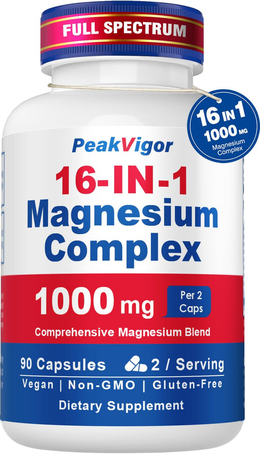PeakVigor envase frontal del complejo 16 en 1, fácil identificación y confianza