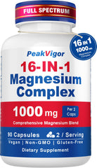 PeakVigor envase frontal del complejo 16 en 1, fácil identificación y confianza