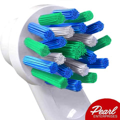 Pearl Enterprises cabezal montado en mango Oral-B en uso, facilita limpieza diaria