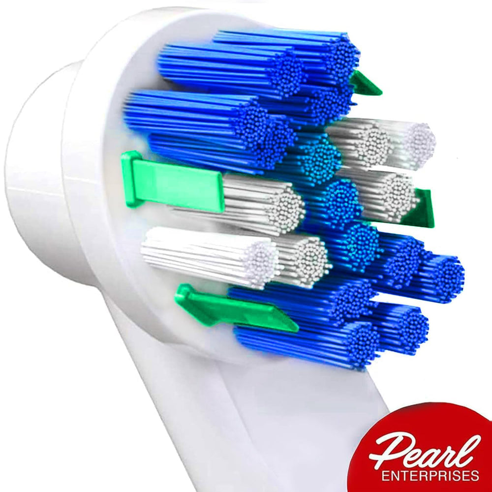 Pearl Enterprises detalle de cerdas criss-cross mostrando alcance entre dientes
