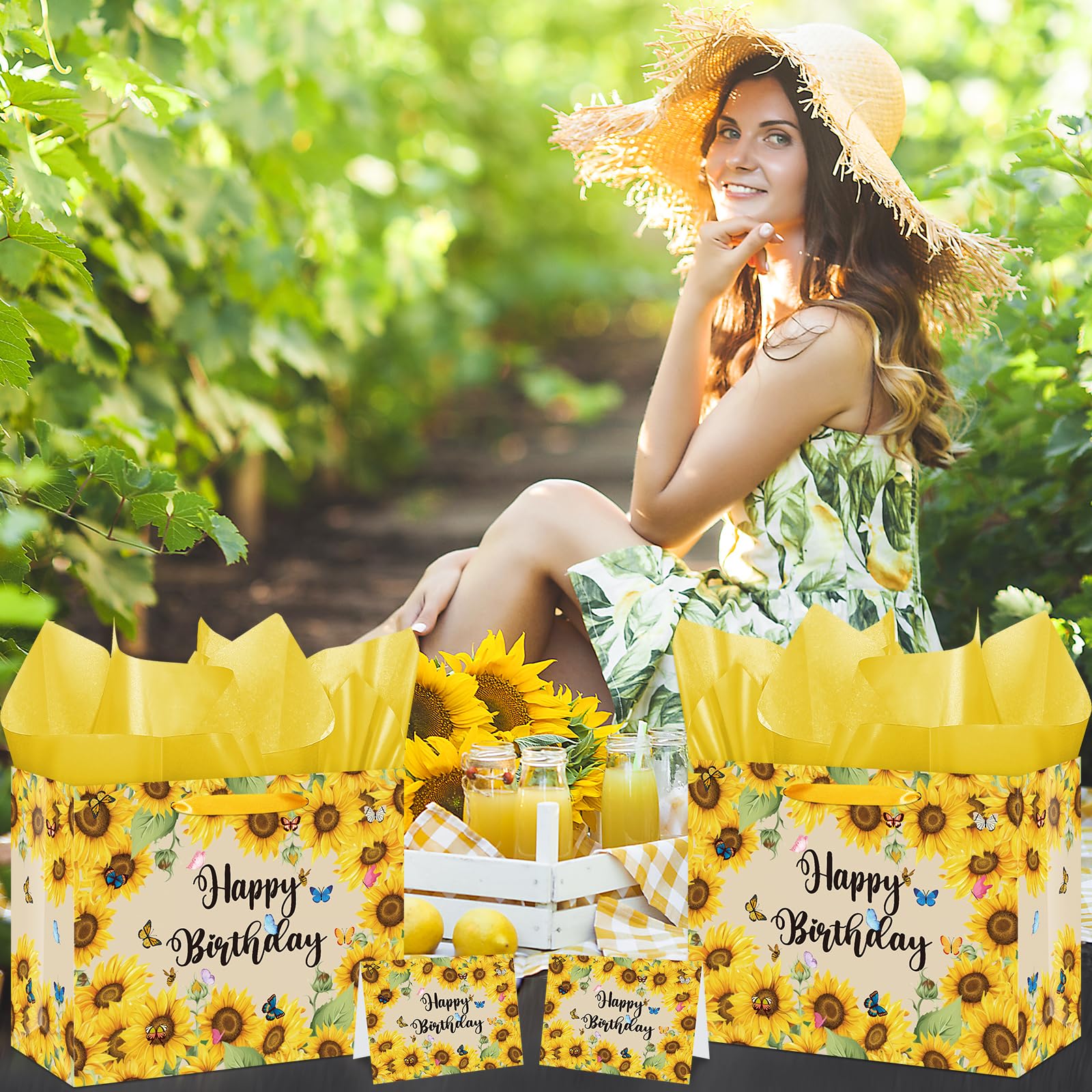 Peconal tarjeta de felicitación con girasol para mensajes personalizados