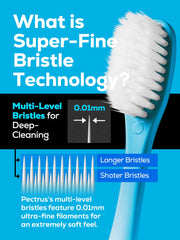 PECTRUS primer plano de cerdas microtapered mostrando suavidad y alcance interdental