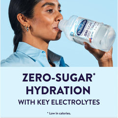 Pedialyte primer plano de etiqueta con zinc y electrolitos destacados