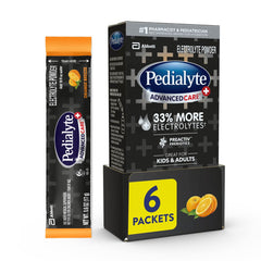 Pedialyte empaque frontal Orange Breeze mostrando información clave y beneficio rehidratación