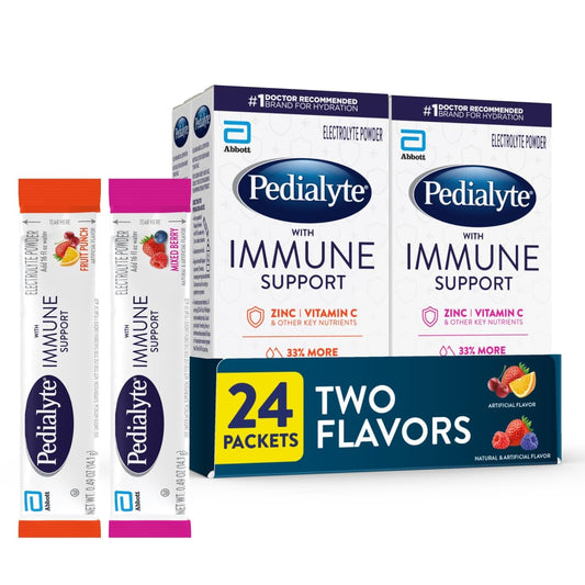 Pedialyte frente del empaque mostrando variedad y beneficio rehidratación