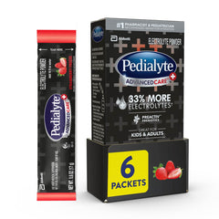 Pedialyte empaque frontal Strawberry Freeze mostrando beneficios de rehidratación