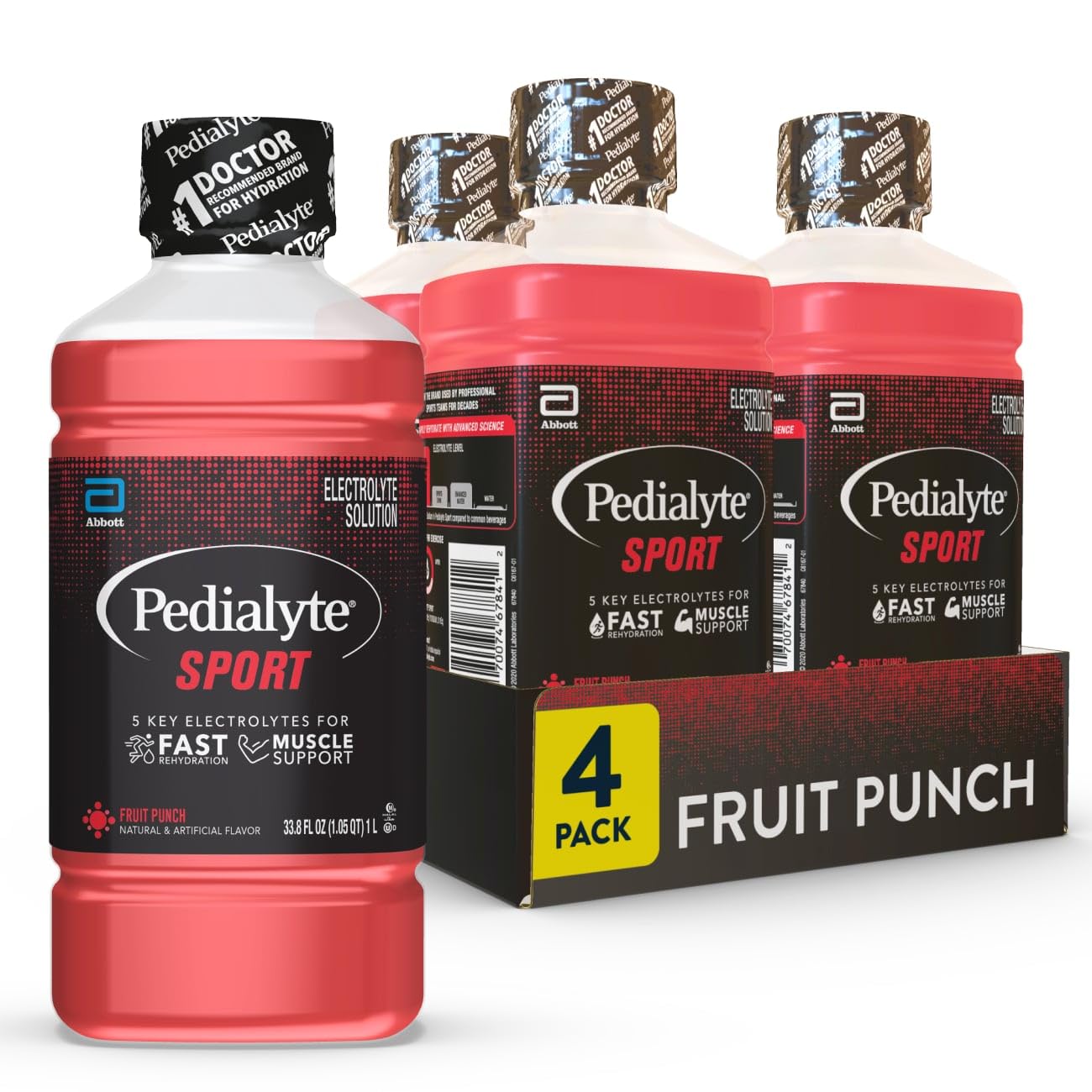 Pedialyte Sport front botella muestra marca y beneficio de reponer electrolitos