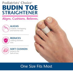 Pedifix Budin colocado en un pie en zapatilla para soporte discreto al caminar