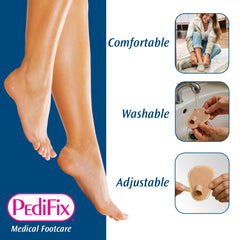 Pedifix Budin colocado en zapato demostrando comodidad al caminar