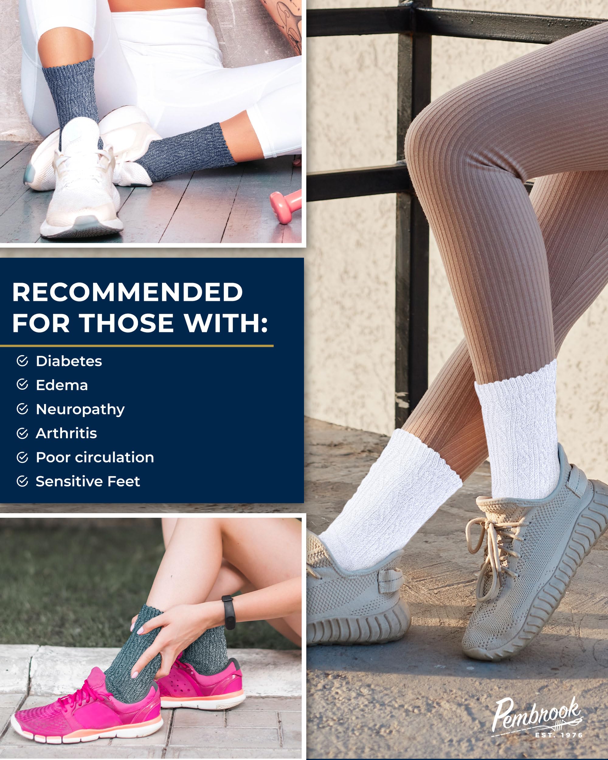 Pembrook calcetines puestos con zapatillas, comodidad para caminar
