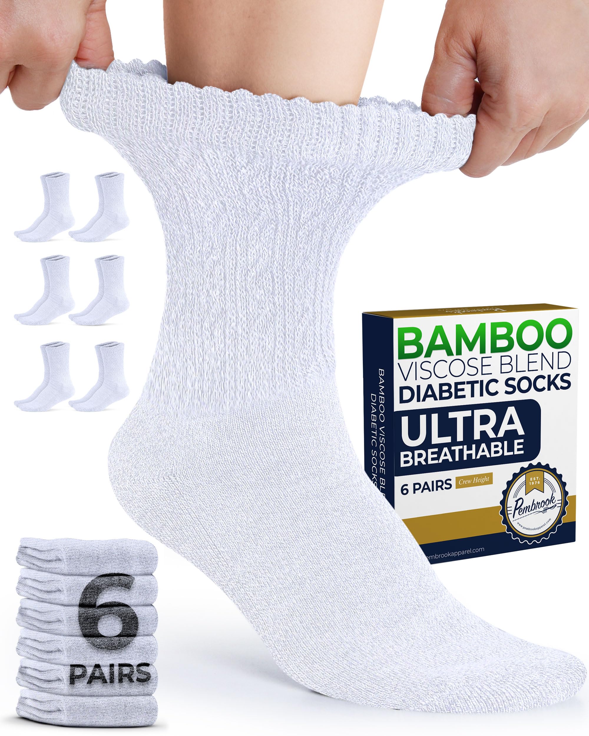 Pembrook empaque frontal mostrando 6 pares y confort transpirable