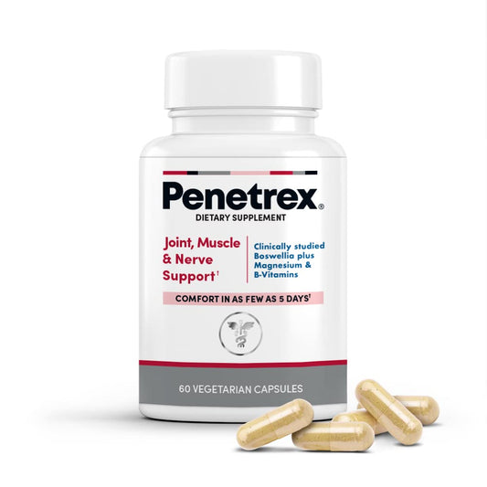 Penetrex frontal del envase mostrando 60 cápsulas y beneficios visibles