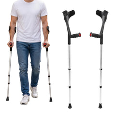 PEPE Mobility vista frontal del par de muletas antebrazo negro con diseño ligero