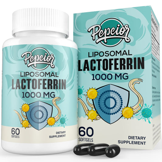 Pepeior envase frontal mostrando 60 softgels y beneficios de absorción