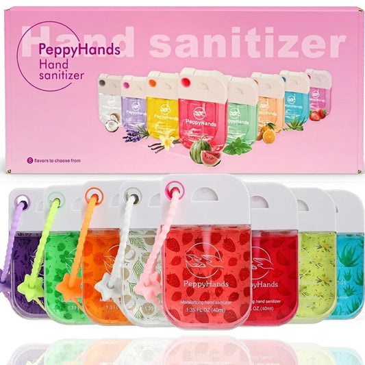 PeppyHands frente del empaque mostrando 8 aromas y beneficio portable