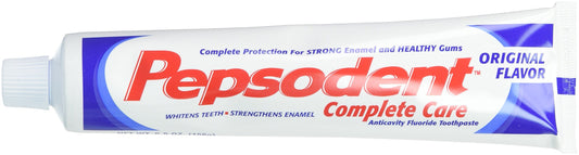 Pepsodent frente del tubo mostrando la marca y protección anticaries