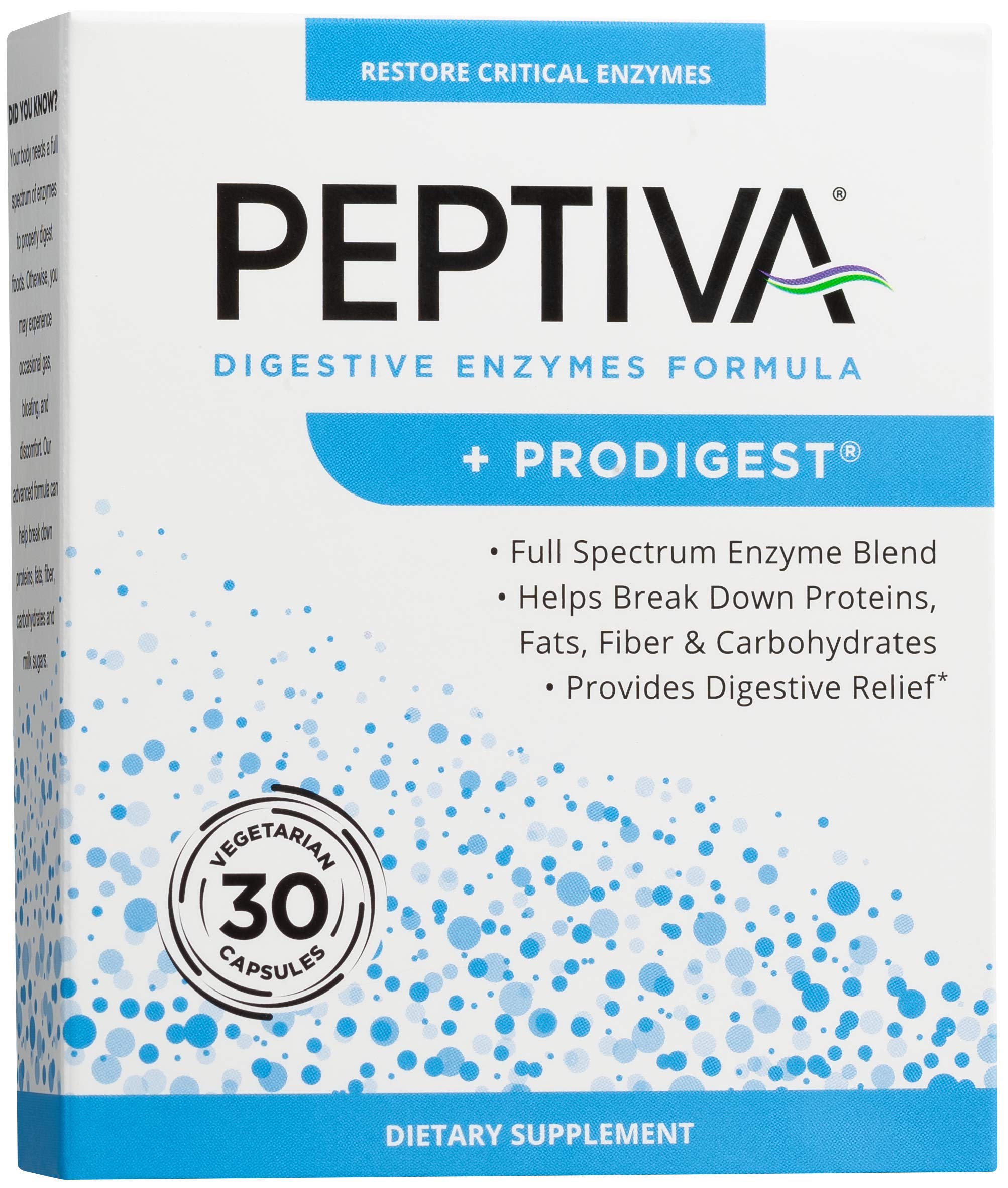 Peptiva frente del empaque mostrando la marca y beneficios digestivos