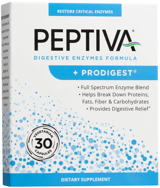 Peptiva frente del empaque mostrando la marca y beneficios digestivos