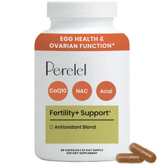 Envase frontal de Perelel Womens Fertility Support mostrando etiqueta clara y beneficios