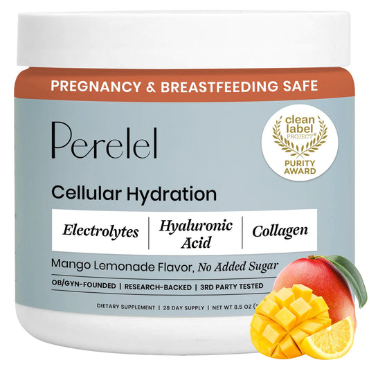 Perelel empaque frontal mostrando sabor mango lemonade y beneficios de hidratación