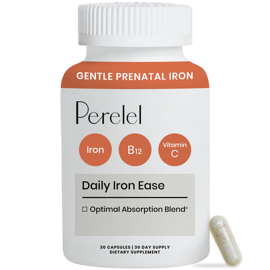 Perelel frontal del envase mostrando la fórmula de hierro y vitaminas con información clara
