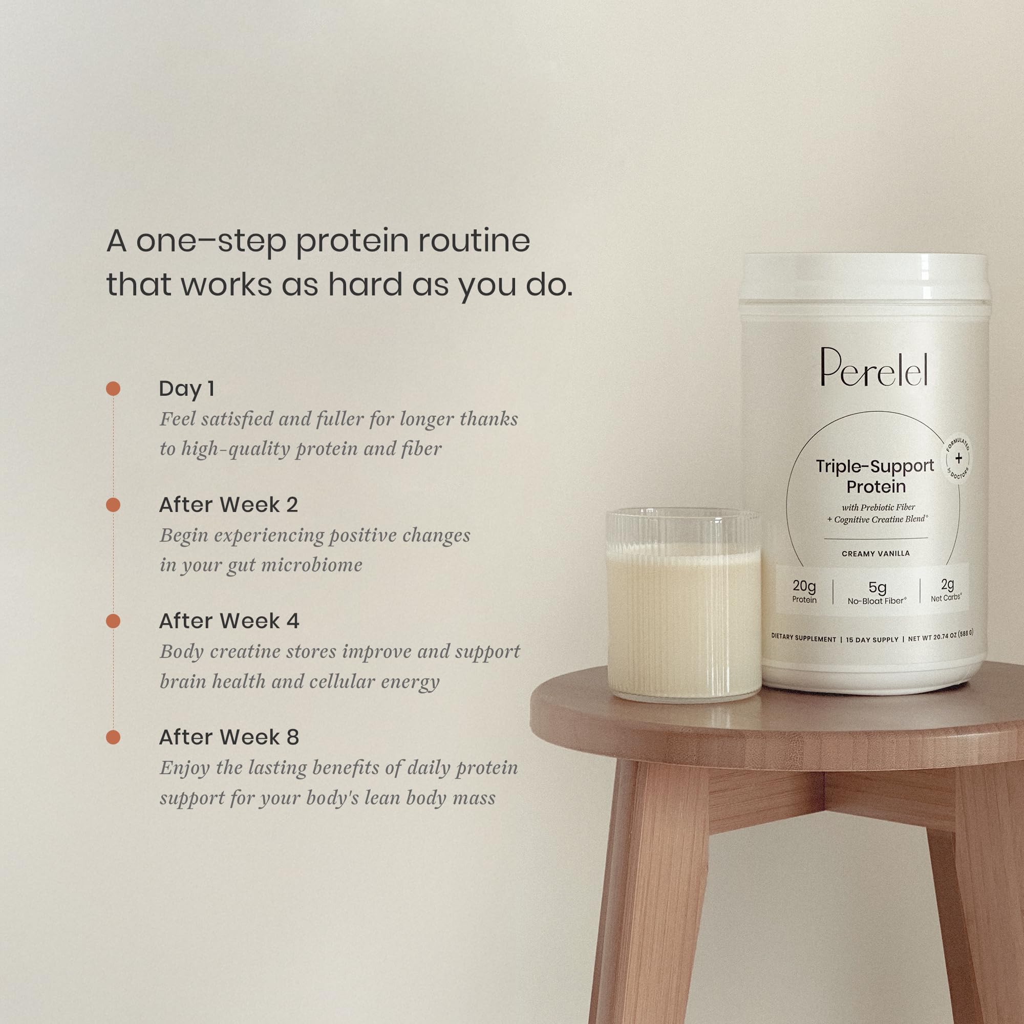 Perelel etiqueta nutricional mostrando porción y contenidos claves