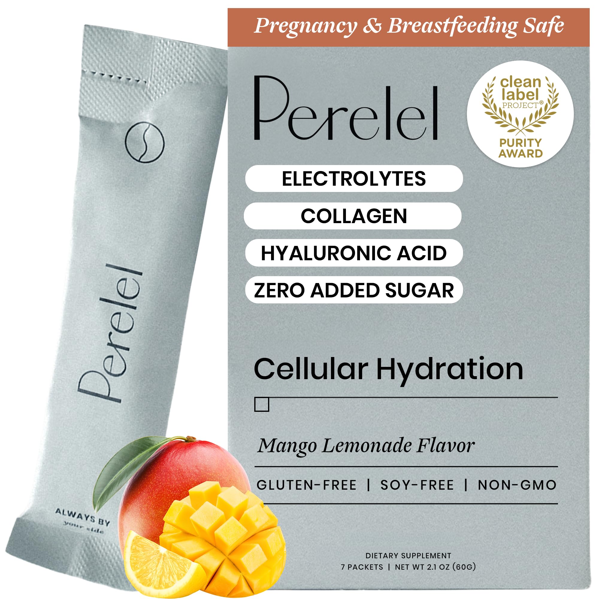 Perelel sobre frontal mango lemonade mostrando presentación y conveniencia