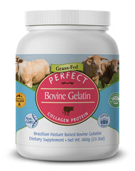 Perfect Supplements envase frontal mostrando el tamaño y la pureza